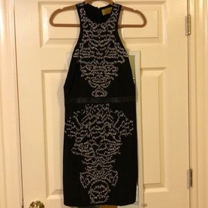 Nicole Miller white beaded black cocktail dress